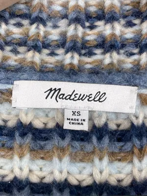 Madewell Waller Stripe Crop Cardigan Sweater Size XS Chunky Wool Blend Knit thumbnail 6