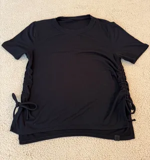 lululemon athletica Black Short-Sleeve Side-Ruched Tee thumbnail 1