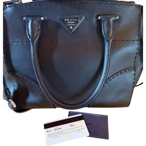 Prada Galleria Medium Satchel Tote Bag Black Double Zip Twin Pockets‎ thumbnail 7