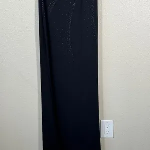 Vintage 90s Black One Shoulder Sparkle Glitter Maxi Dress Womens S Prom Formal thumbnail 11