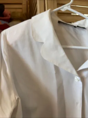 Impressions White Long-Sleeve Scalloped Collar Dress Shirt Medium thumbnail 4