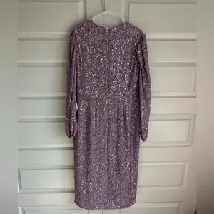 Mac Duggal Sequin Long Puff Sleeve Cocktail Midi in‎ Lavender- NWT thumbnail 9