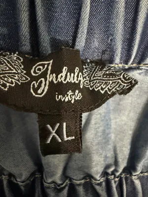 indulge Blue Denim Strapless Jumpsuit with Smocked Waist thumbnail 6
