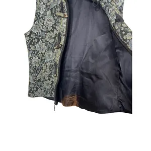 Vintage Baxis & Baxis Floral Tapestry Vest Faux Fur Collar‎ Toggle Closure Small thumbnail 6