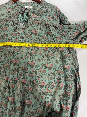 Natural Life Dara V Neck Tunic Dress Long Puff Sleeves Sage Green Floral Xl thumbnail 7