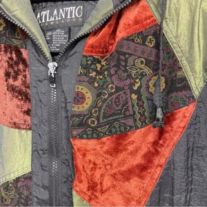 Vintage Atlantic Highlands Black & Green 1990s Parka Coat Womens M Patchwork thumbnail 9