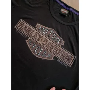 Harley Davidson T-Shirt Pink Triple S Morgantown, WV Sequin Logo Women’s Large thumbnail 4