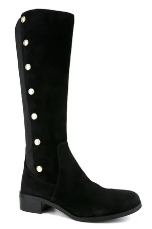 Vince Camuto Black Over-the-Knee Button-Accent Boots thumbnail 1