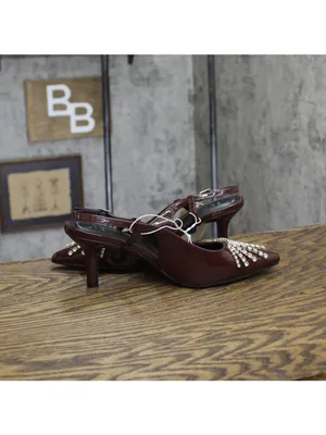 A New Day Womens Serafina Heels Rhinestone Patent 94661782 Burgundy Red 7M thumbnail 6