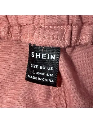 SHEIN Pink Paperbag Waist Cotton Pants Women’s Large 29x27 Drawstring Pockets thumbnail 5