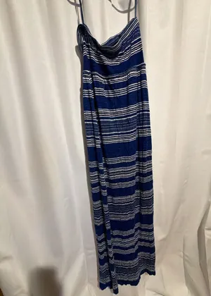 Motherhood Maternity Blue and White Striped Strapless Maxi Dress Size S thumbnail 3