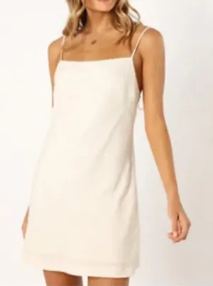 Petal & Pup New Sawyer Mini Dress White Size Large Tie Strap Linen‎ Blend Lined thumbnail 1
