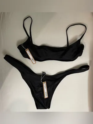 Skims NWT Black Women’s Square-Neck Bikini Swimsuit Set Top & Bottom Size L thumbnail 2