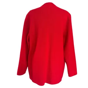 Vintage Carine‎ Paris Red Knit Wool Cardigan Jacket Gold Anchor Buttons Womens L thumbnail 4