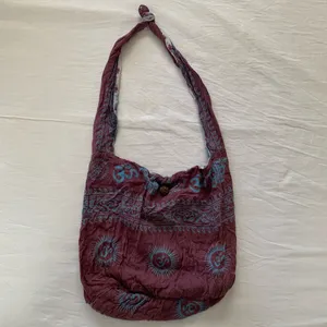 World Market Burgundy / Plum & Blue Boho Hippie Shoulder Sling Bag thumbnail 2