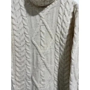 Inis Crafts Fisherman Cable Knit Turtleneck Sweater‎ Ivory Women's Size Small thumbnail 8