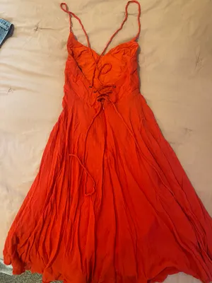 Lulus Troulos Red Lace Up MIDI Dress thumbnail 3