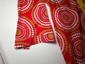 Tory Burch Red, White & Mustard Circular medallion Print dress 35 inches thumbnail 4