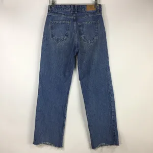 Zara Straight Leg Jeans 100% Cotton Raw Frayed Hem Size 2 thumbnail 10