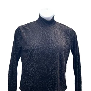 Y2K Velvet Burnout Top XL Witchy Vibes Whimsigoth Floral Mock Neck thumbnail 1