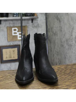 Sun + Stone Womens Brennaa Western Stitching Cowboy Booties Ankle Boots Black 7M thumbnail 3
