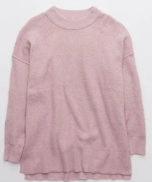 Aerie Oversized Waffle Crew Sweater thumbnail 2
