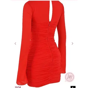 House of CB Camille Long‎ Sleeve Silk Blend Cutout Minidress Size Small thumbnail 9