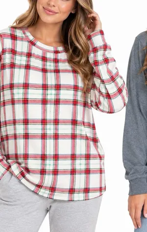 Auden Plaid Sleep Top L & Gildan Mama Bear Long Sleeve Shirt Bundle 2pc thumbnail 1