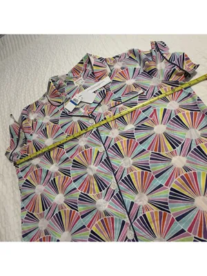 BedHead PJS Trina Turk Pajamas Fanfare Print Cotton Poplin Shorts Set NWT Sz XL thumbnail 4