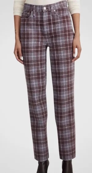 Like New Madewell The Perfect Vintage Straight Jeans Cabernet Plaid Size 26 thumbnail 1