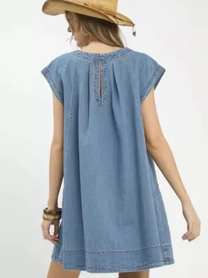 Umgee Stone‎ Washed Denim Mini Dress thumbnail 3