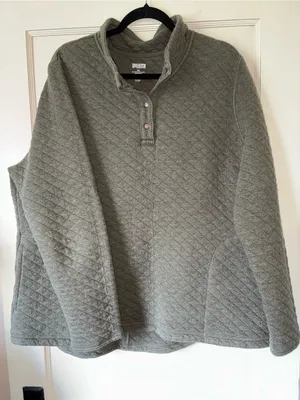 Duluth Trading Quilted Pullover Sweatshirt XXL Green Snap Neck Cozy Top thumbnail 1