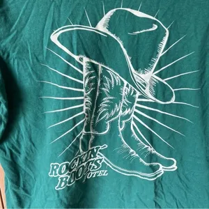 H&M western tee short sleeve tshirt cowboy boots hat green top thumbnail 5