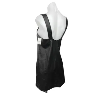 Abercrombie & Fitch Womens Black Faux Leather Sleeveless Shift Mini Dress Size M thumbnail 6