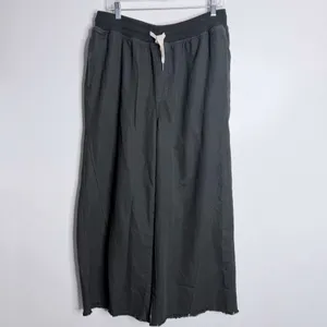 Aerie Soft Landing‎ Trouser Smoked Gray Loose Fit Super Wide Leg Large Short thumbnail 2