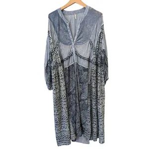 Free People Oh My Mix Print Long Sleeve Dress Duster Size Small thumbnail 5