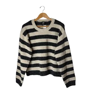 Bobeau Chenille Shine Stripe‎ Sweater Women Medium Ivory Black NWT Metallic Knit thumbnail 2