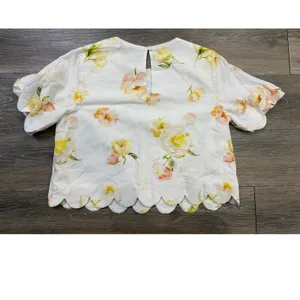 Vici Floral Scallop Hem Blouse Small Romantic Cottagecore Spring Top thumbnail 4