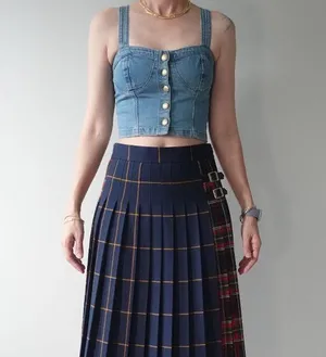 Moto Cross Back Strap Button Up Denim Crop Top Size 6 / 38 / M thumbnail 1