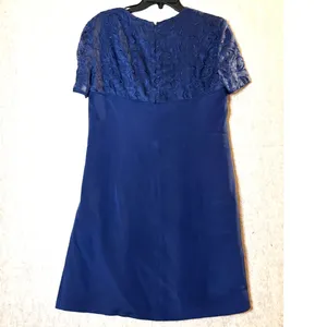 Vintage Gillian 100% Silk Dress Size 10 – Navy Embroidered thumbnail 5