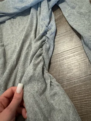 Zara Off-Shoulder Long Sleeve Sweater - Light Gray thumbnail 2