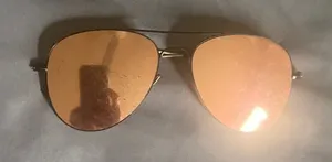 Unisex Aviator Sunglasses with Rose Gold Lenses thumbnail 1