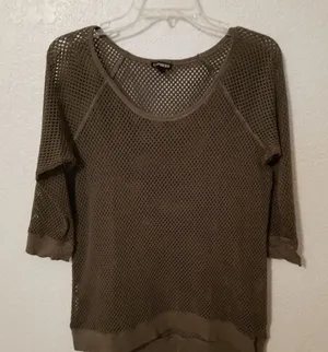 Express mesh blouse Large green Army thumbnail 1