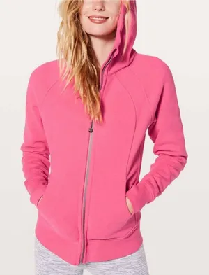 Lululemon rasberry pink scuba fleece fill zip with hood size 8 thumbnail 1