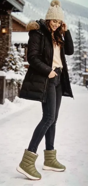 Women’s Juno Olive Quilted Winter Boot with Faux Fur Lining Limited Edition 6 thumbnail 1