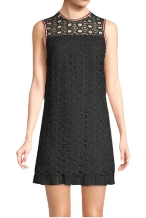 Sandro Lace Crochet Embroidered Franck‎ Mini Dress Sleeveless Ruffle Pleated Hem thumbnail 1