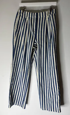 NWT J Crew wide leg essential pants in sailor stripe blue white‎ pleated BZ746 6 thumbnail 1