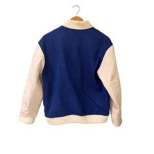 English Factory Navy Blue Cream Oversized Bomber Jacket Sz S Varsity Puffer thumbnail 6