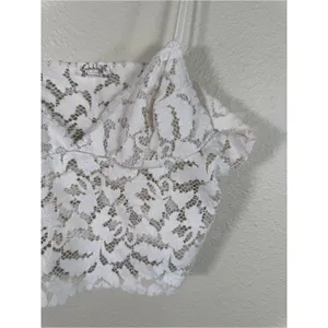 Free People White Lace Crop Top Tank Womens S Boho Casual Summer Girly Coquette thumbnail 8