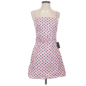 Lulus Pink Geometric Mini Dress Square Neck Size S Preppy Summer Retro Mod Y2K thumbnail 2